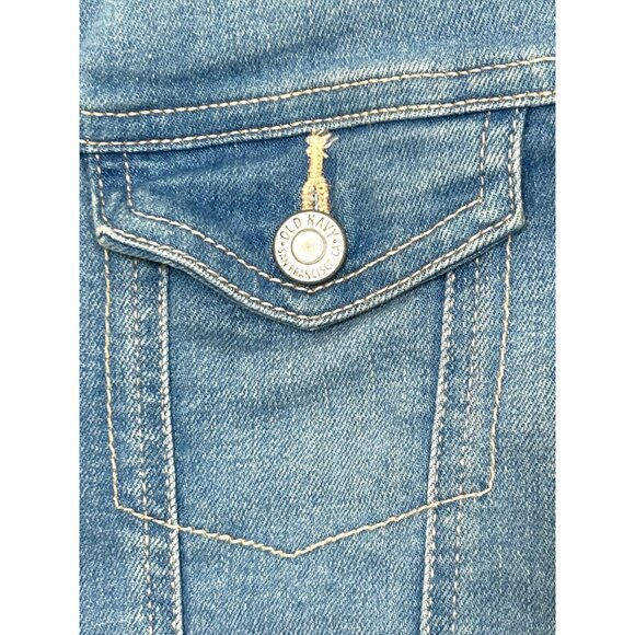 Old Navy Girls Denim Jacket Tie Dyed Ombré Blue L 10-12 Buttons Collar Pockets - Picture 5 of 11